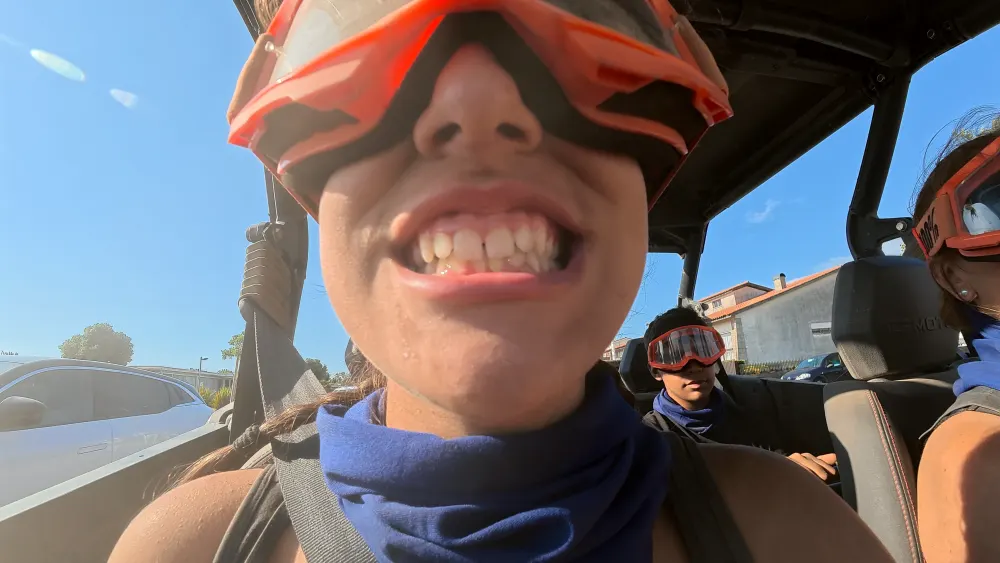 Grinning through the goggles
